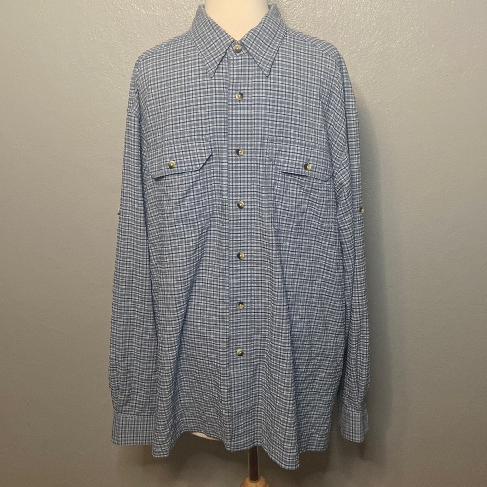 L.L.Bean Long Sleeve Shirt Blue Check XL Regular - Picture 1 of 6